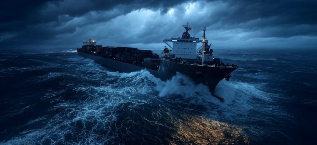 ship in storm